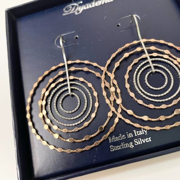 Dyadema Sterling Silver Dangle Circle Hoop Earrings - Picture 4 of 16